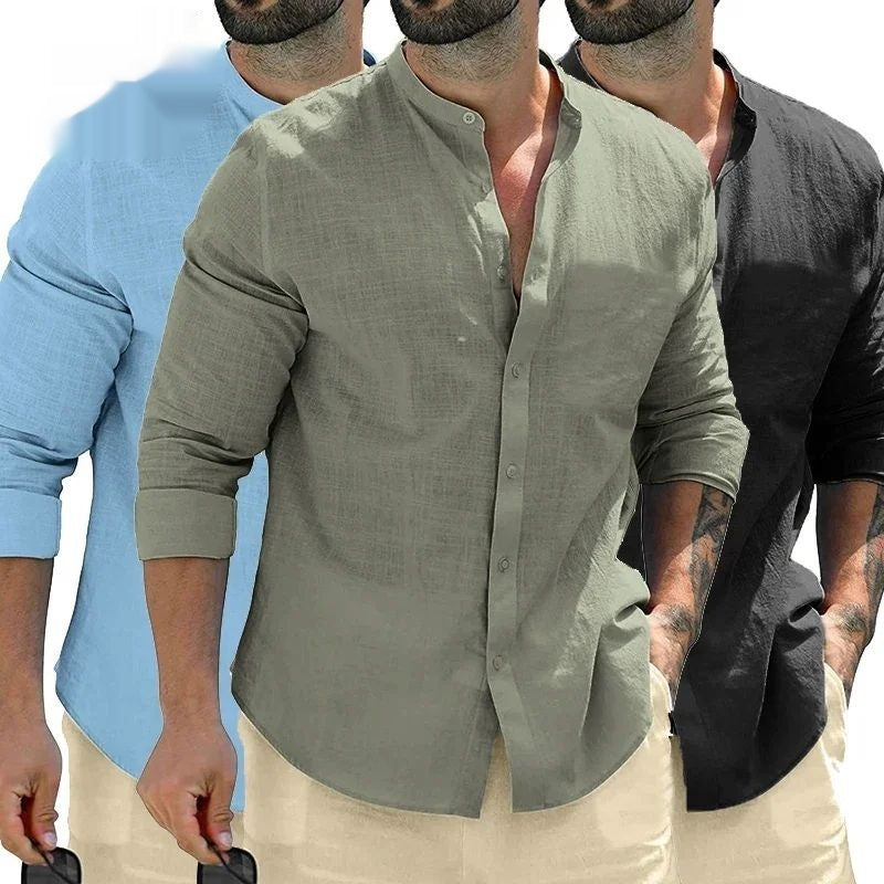 Autumn Mens Long Sleeve Shirts Cotton Business Men